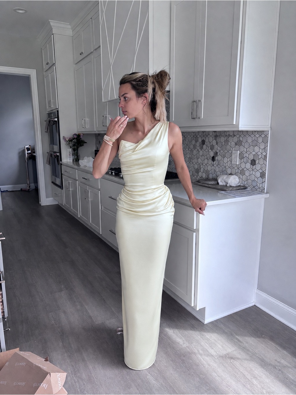 House of CB Caprice One-Shoulder Satin Maxi Dress One-Shoulder Maxi Dress in